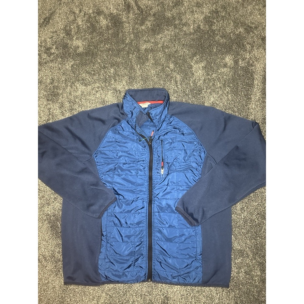 Orvis Hybrid Jacket Mens XL Blue Quilted Fleece Full Zip Outdoor Lightweight